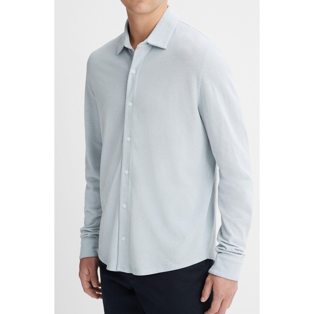 NWT Vince Brushed Cotton-Wool Shirt Light Blue. Long Sleeve Sz S Button Down